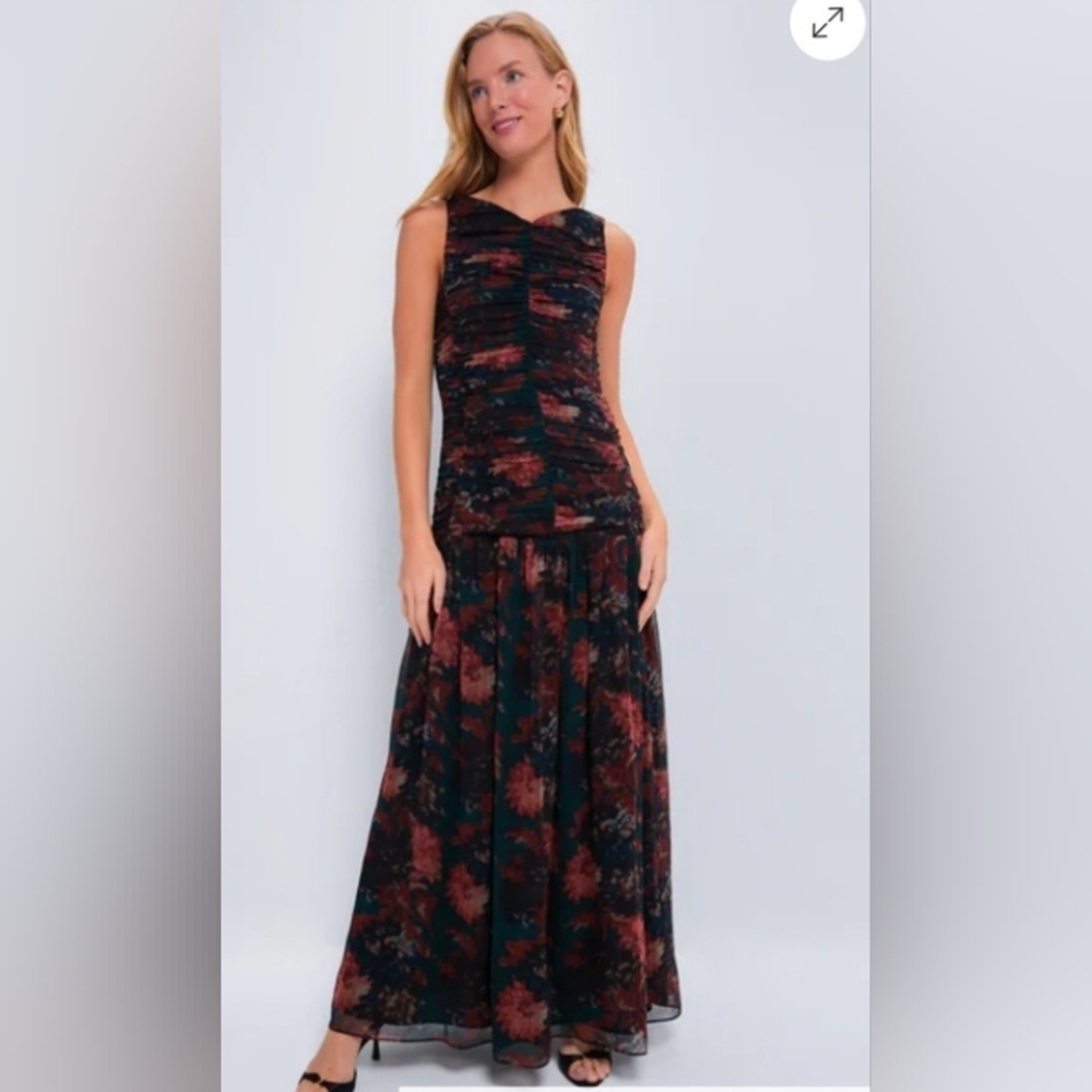 NWT Tuckernuck Women's Size 10 Persimmon Floral Eloise Chiffon Dress Wedding